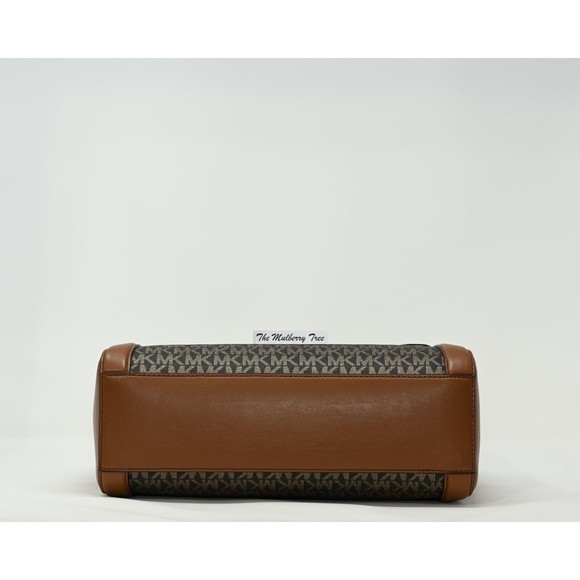 MICHAEL KORS KALI Medium Satchel w iPad Case Brwn Gold Signature Canvas NWT $678 - Picture 6 of 16